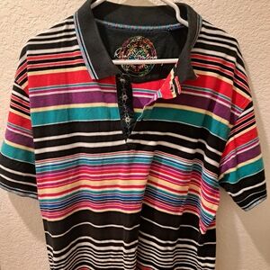 Robert Graham Knowledge, Wisdom & Truth Multicolored Striped Polo T-Shirt XL